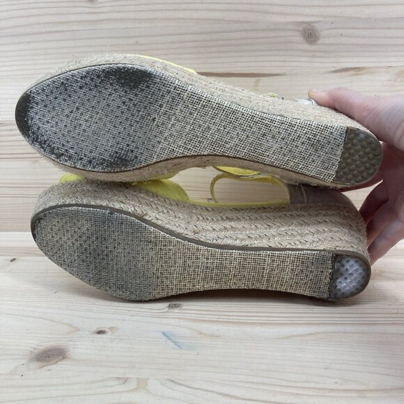 Toms Womens Wedge Sandals Sz 8.5 Yellow Espadrilles Open Toe Platform Vacation - Picture 9 of 12